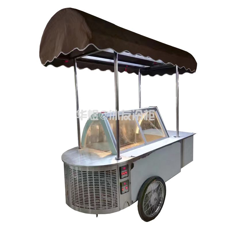 冰友不锈钢款冰淇淋车出口南美双温冰激凌车商用冷藏冷冻展示车