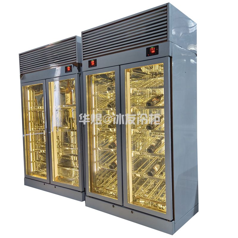 玫瑰金双门酒柜压缩机恒温酒柜高端红酒冷藏展示柜不锈钢酒柜生产厂家