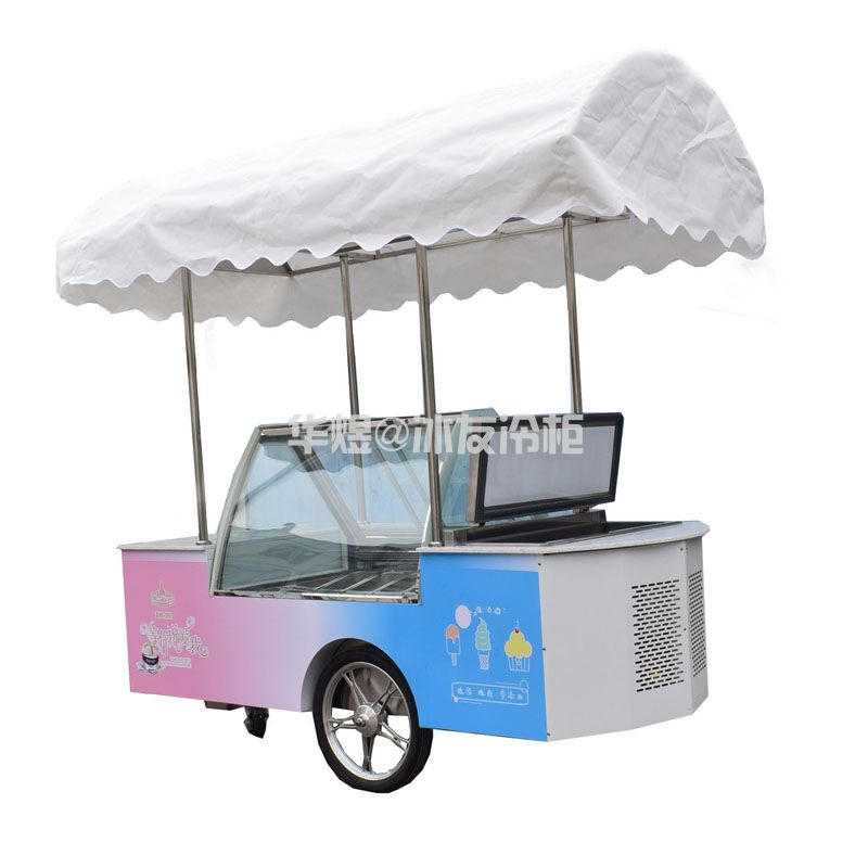 冰友双机双温带冰箱款雪糕车流动冰淇淋花车冰淇淋手推车(图1)