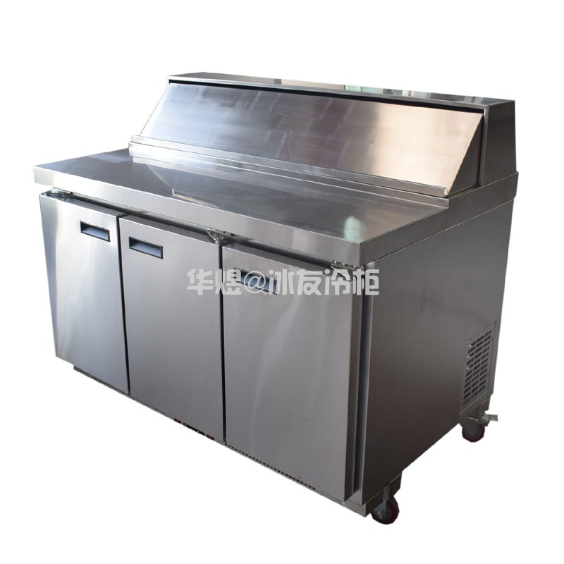 沙拉工作台比萨操作台小料保鲜台风冷不锈钢商用沙拉台 比萨柜(图4)