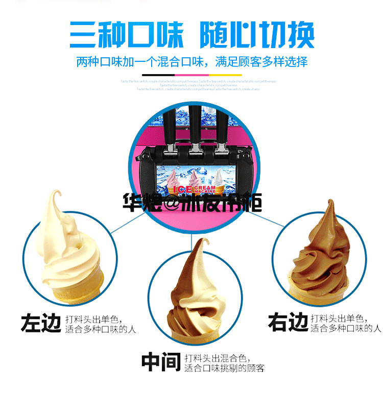 台式软冰淇淋机三色雪糕机(图5)