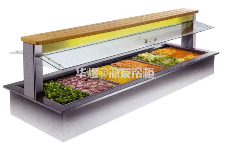 嵌入式直冷冰鲜台沙拉柜超市冰台展示冷柜不锈钢海鲜冰台(图3)
