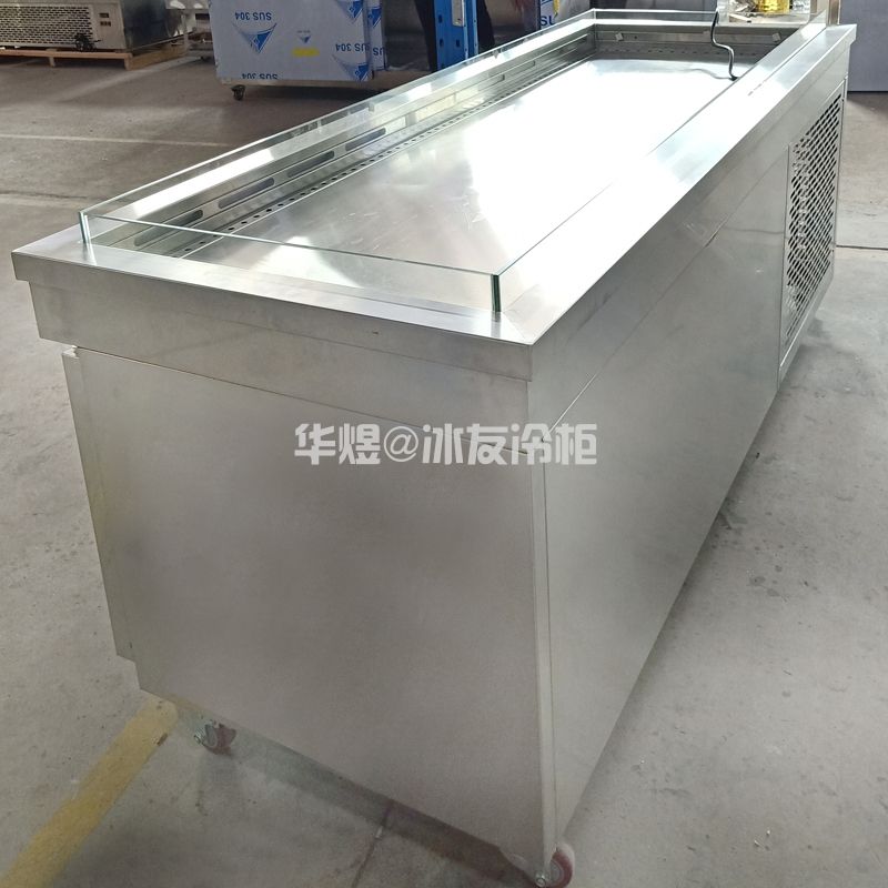 蓝光鲜冰台 不锈钢冰鲜台 超市生鲜肉冰台(图15)