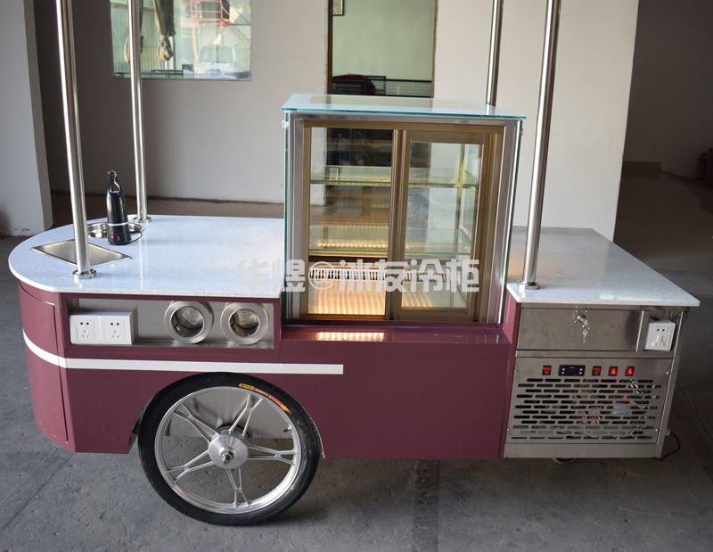 冰友蛋糕车冰淇淋车商用流动蛋糕冷藏车移动花车甜品车蛋糕柜定做(图3)