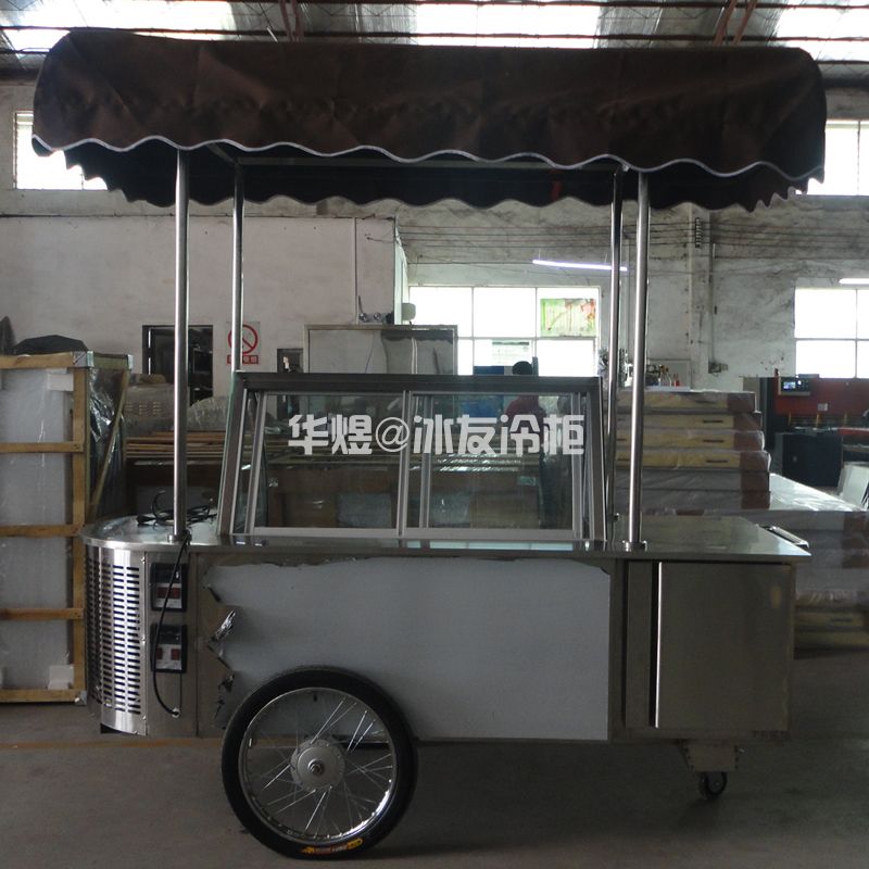 冰友不锈钢款冰淇淋车出口南美双温冰激凌车商用冷藏冷冻展示车(图7)