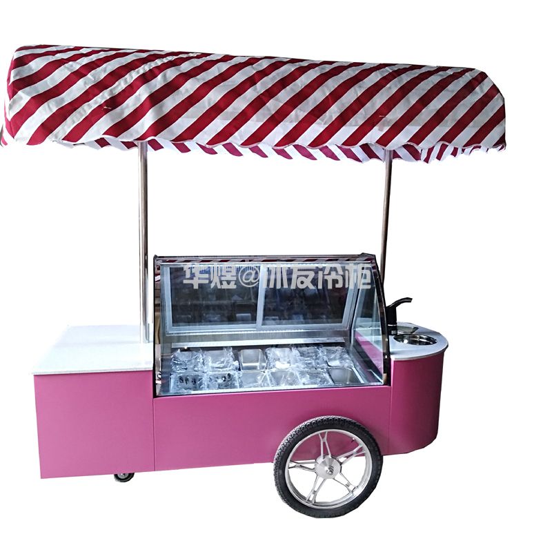冰友冰淇淋车移动雪糕车冰激凌车售卖车移动式冰淇淋展示柜手推车(图1)