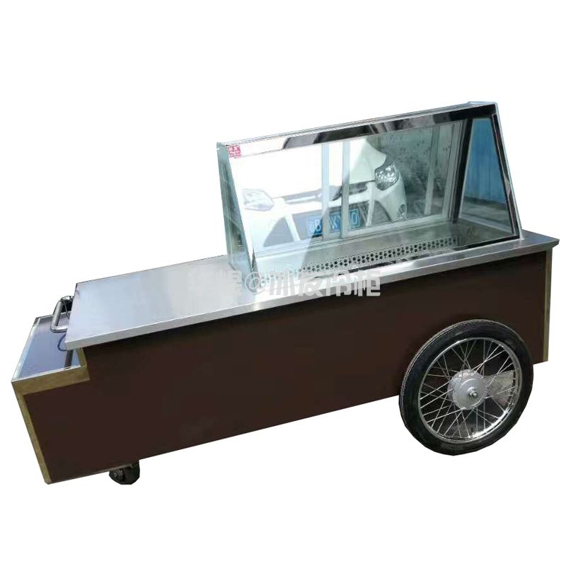 冰友咖啡色小型冰淇淋车硬质冰激凌车移动雪糕车冰淇淋小吃售卖车(图2)