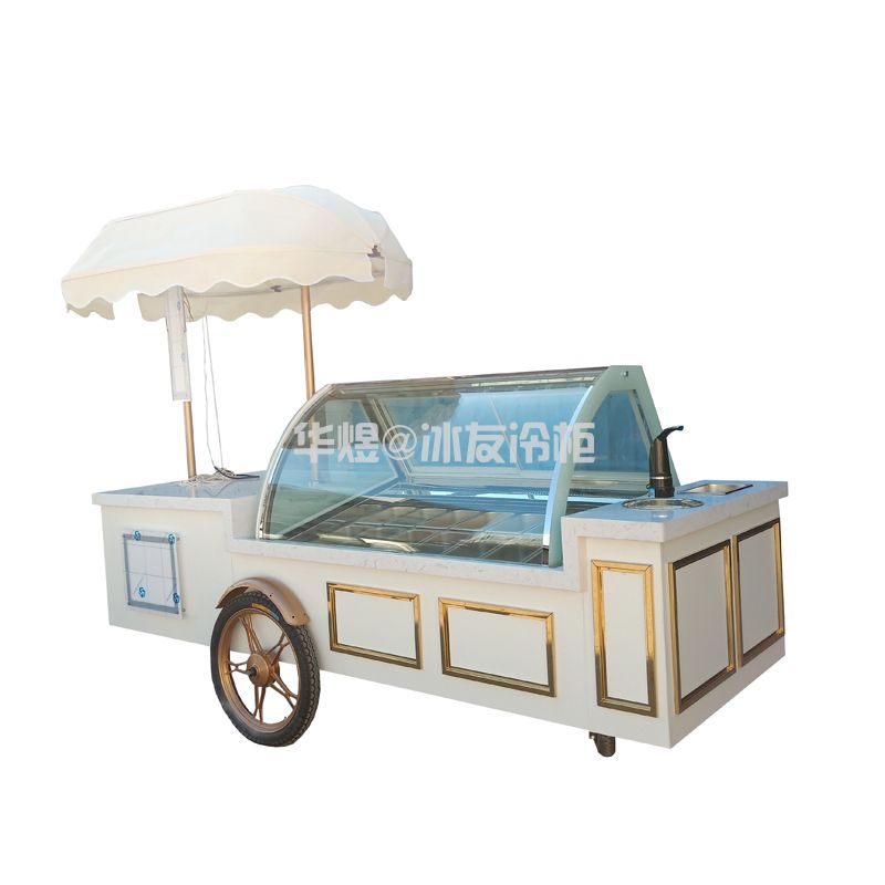 定制款雪糕车冰淇淋展示冷柜移动冰激凌车冰淇淋手推车(图1)