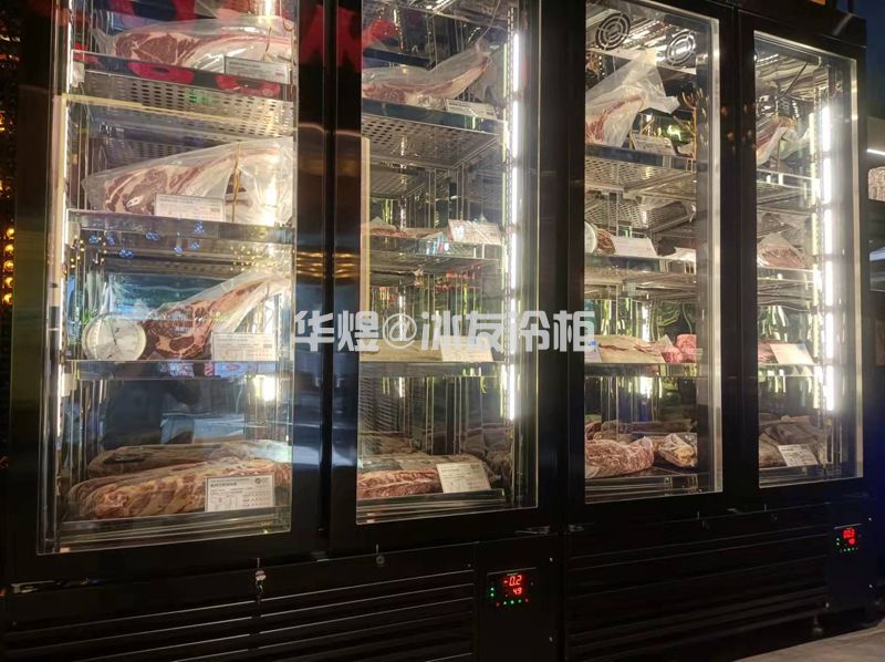 黑拉丝低温牛肉展示柜牛肉冷冻柜玻璃门展示冷柜(图8)
