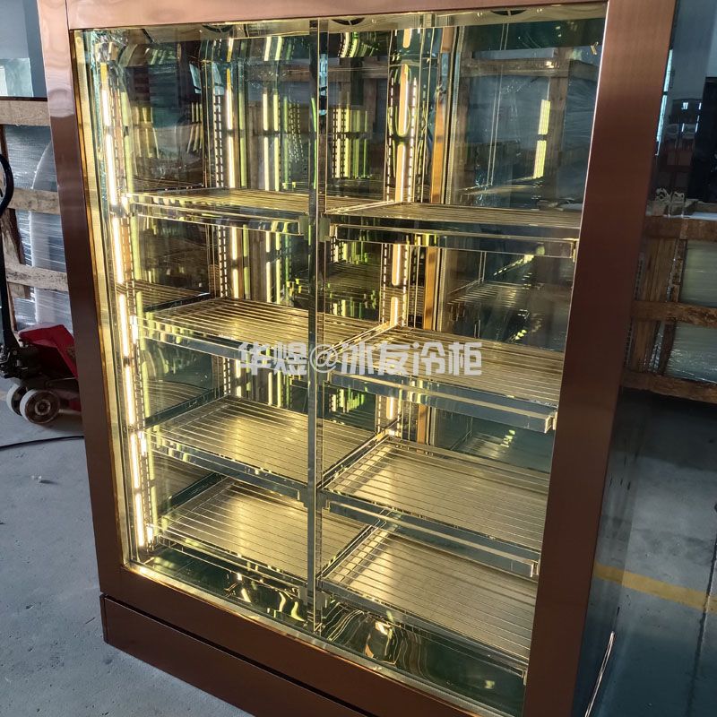 双门双通玫瑰金色湿式熟成展示柜牛肉排酸柜和牛冷柜(图4)